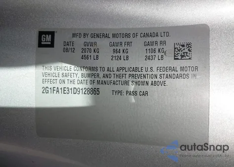 2013 Chevrolet Camaro 2Ls from USA, damaged, VIN 2G1FA1E31D9128865